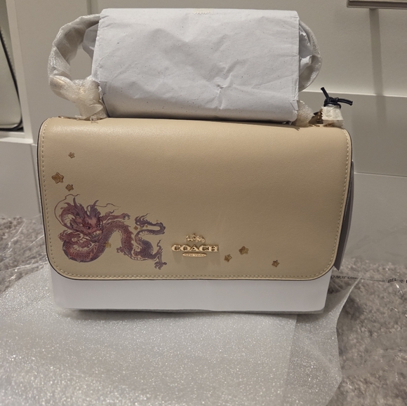 Coach Beige Dragon Embellished Women's Bag - Picture 1 of 4